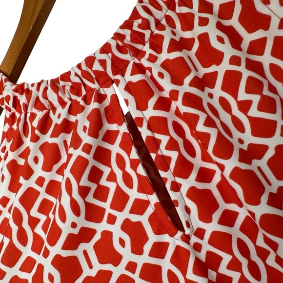 Jude Connally Lisa Geometric Shift Dress Sz Medium Orange White Sleeveless - Picture 5 of 9